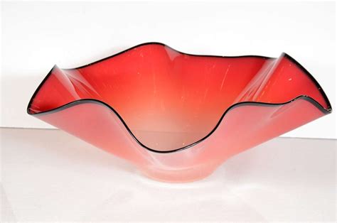 Large Art Glass Bowl In The Manner Of Chihuly At 1stdibs