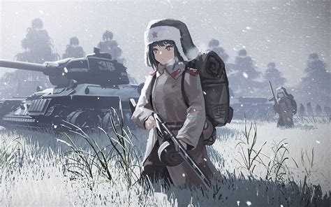 Doitsu No Kagaku Anime Girls Military World War Ii Soviet Army T