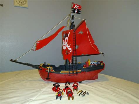Vintage Playmobil Pirate Ship Red Corsair