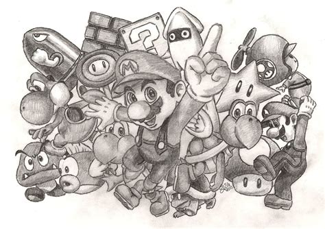 Game Characters Pencil Drawing