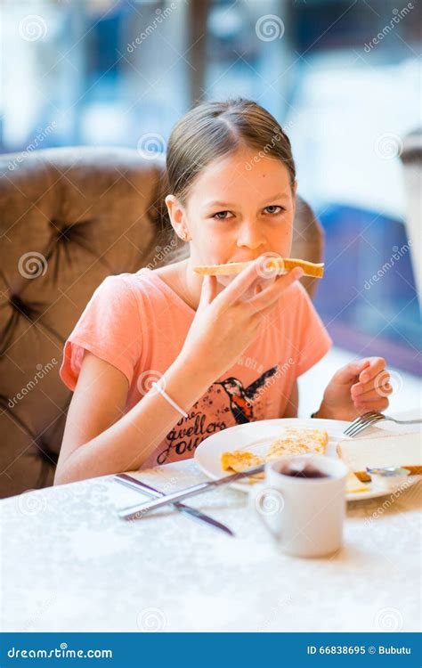 Pretty Girl Eating Breakfast Stock Image Image Of Beautiful Smiling