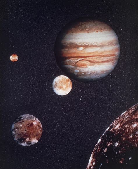Composite Image Of Jupiter And Four Of Its Moons Photograph By Nasa