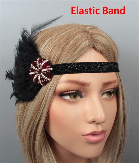 S Black Flapper Feather Great Gatsby Headpiece