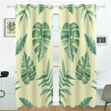 Popcreation Tropical Leaves Window Curtain Blackout Curtains Darkening