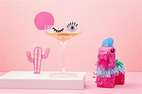 Funny Cute Cocktail Glass With Eyes Premium Photo