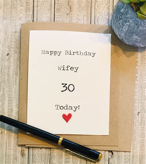 Handmade Happy Birthday Wifey Card Personalised With Age Etsy