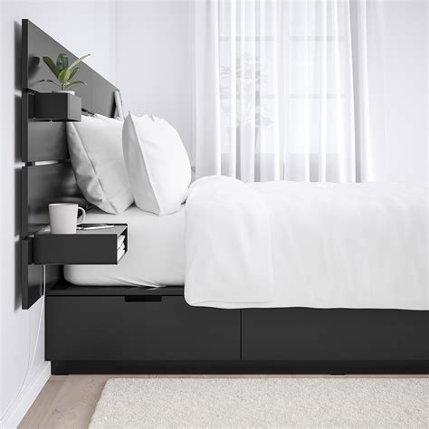 Nordli Bed With Headboard And Storage Anthracite King Ikea