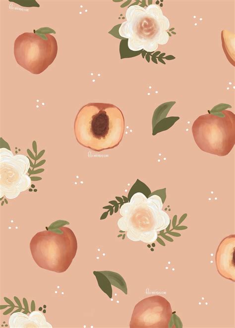 Floral Peach Art Print Peach Print Summer Wall Art Nursery Wall Art