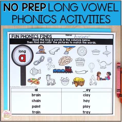 Long Vowel Teams Worksheets Activities No Prep Phonic
