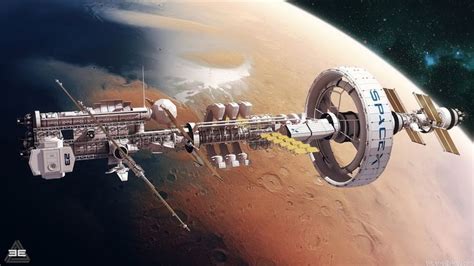 Spacex Orbital Station Above Terraformed Mars By Encho Enchev Spaceship Concept Concept Art