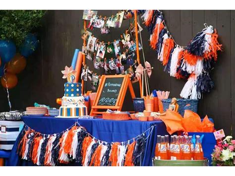 Graduation Party Supplies Navy Blue Orange White American Etsy