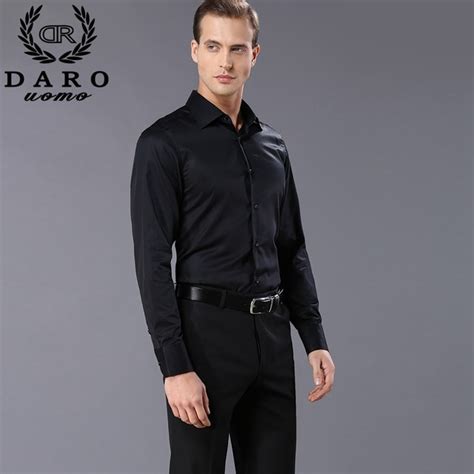 Custom Designer Mens Dress Shirts 2018 Fashion Mens Long Sleeve Black