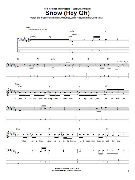 Snow Hey Oh By Red Hot Chili Peppers Bass Tab Guitar Instructor