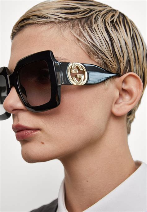 gucci gg oversized square acetate sunglasses päikeseprillid black black grey must zalando ee