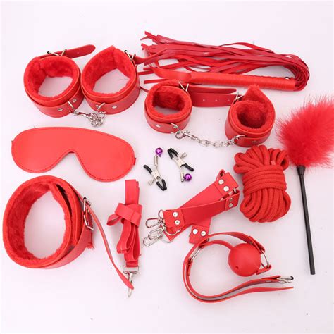 10 Pcsset Sexy Lingerie Hot Handcuffs Ankle Cuffs Whip Mask Sexy