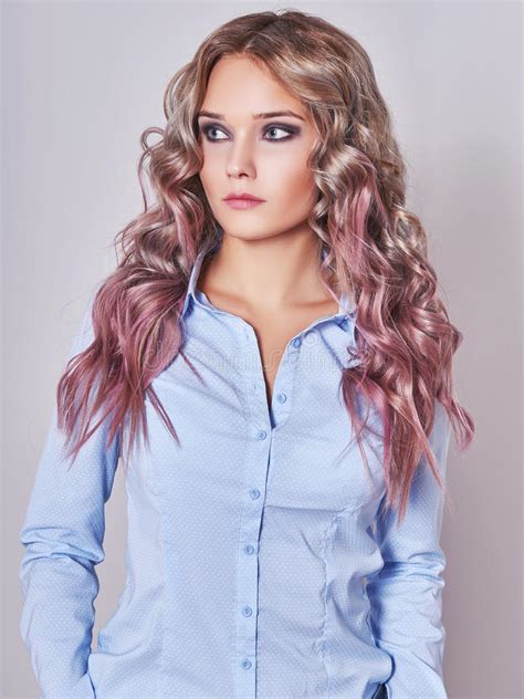 Girl With Colored Healthy Hair Stock Photo Image Of Glamour Hair