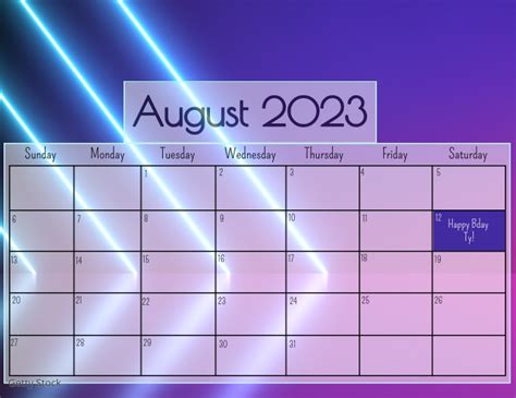 August 2023 Calendar Template Postermywall