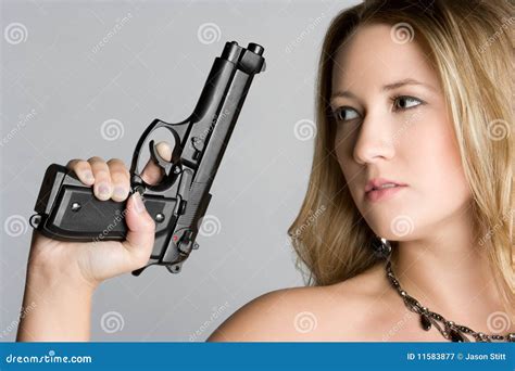 Woman Holding Gun Stock Image Image Of Attractive Blonde 11583877