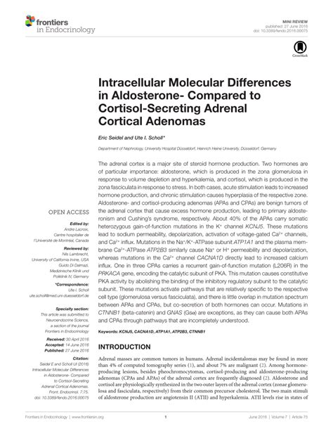 Pdf Intracellular Molecular Differences In Aldosterone Compared To