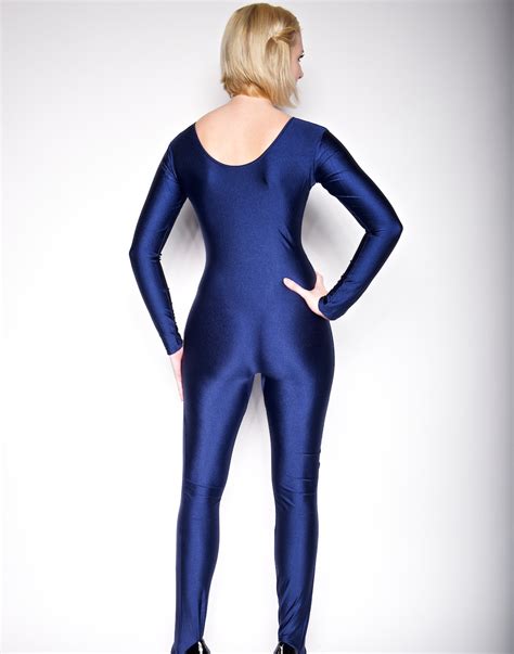 Navy Blue Long Sleeve Stirrup Unitard Spandex Dancewear Bodysuit S 3x