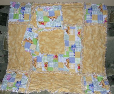 Kenlee Crafts | Winnie the Pooh Baby Rag Quilt and Matching Burp Cloths ...