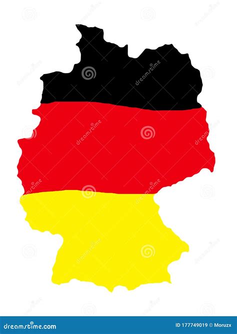 Germany Country Shape In Flag Colors German Map Stock Vector