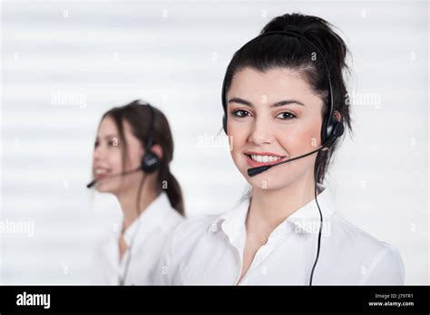 Female Call Center Operator Working In Office Stock Photo Alamy