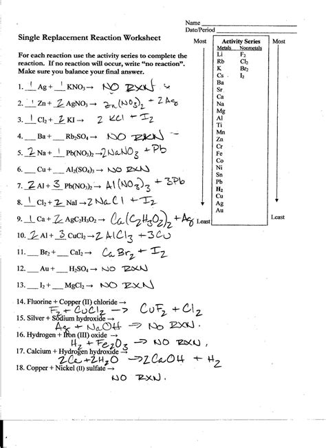 Redox Reactions Worksheet With Answers Printable Worksheets And