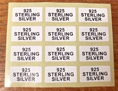 925 Sterling Silver Jewellery Label Sticker 20mmx10mm Silver Or Black