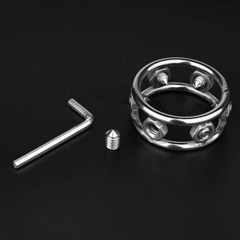 Erotic Brinquedos Penis Estim Ring Spikes Stainless Steel Men S Cock Ring Ball Stretcher