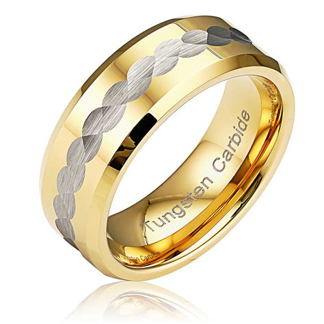 Infinity Gold Tungsten Rings For Men Wedding Bands Engagement Promise