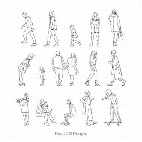 Revit 2d People 15 Figures On Behance Sketches Of People