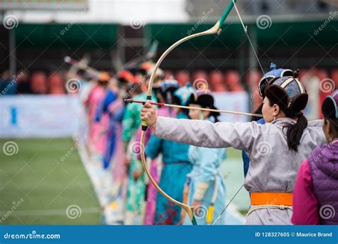 Naadam Festival Mongolia Archery Female Sport Editorial Image Image