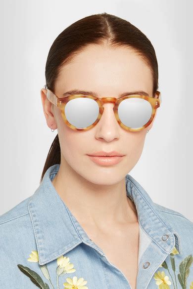 Illesteva Leonard Round Frame Acetate Mirrored Sunglasses Net A Porter