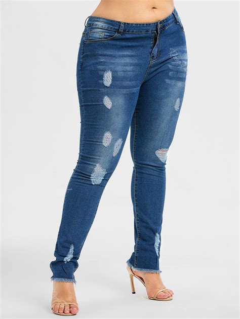 35 Off Plus Size Distressed Jeans Rosegal