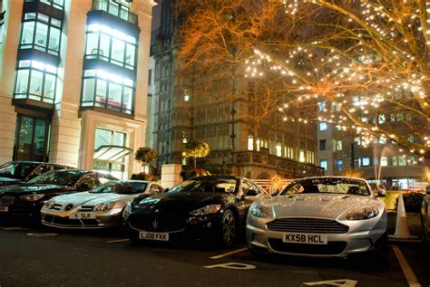 The Dorchester At Night Great Trio Of Supercars Parked At Flickr
