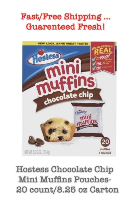 Hostess Chocolate Chip Mini Muffins Pouches 20 Count825 Oz Carton