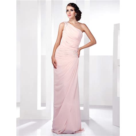 Ts Couture Sheathcolumn One Shoulder Floor Length Chiffon Prom