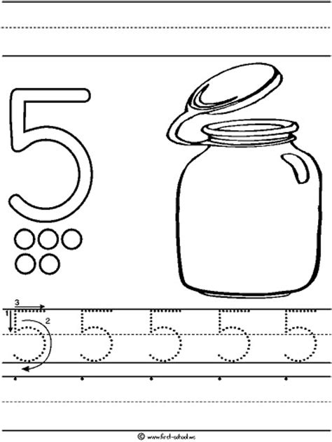 Number 5 Five Tracing And Coloring Worksheets Crafts And