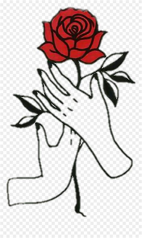 Download Rose Hands Aesthetic Tumblr Draw Rose Drawing Transparent