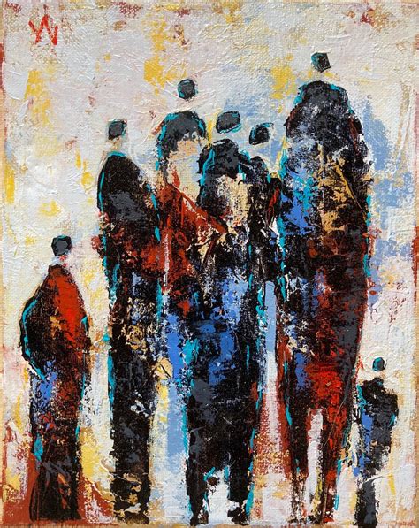 Contemporary Acrylic Painting Figures Expressive Palette Knife Etsy