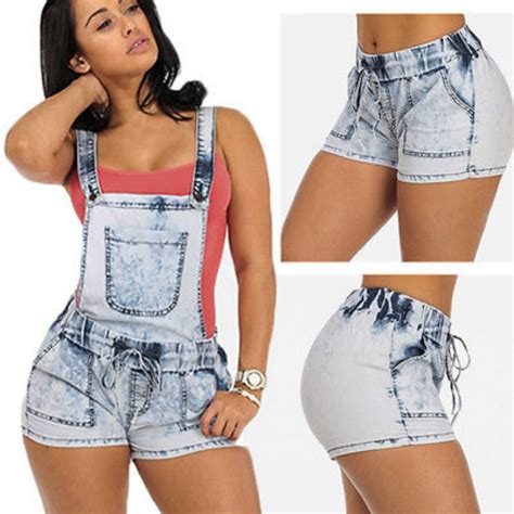 New Women Lady Sexy Hotsummerhigh Waist Removable Strap Denim Overall