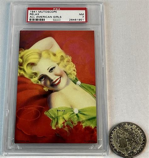 Lot 1941 Mutoscope Card All American Girls Artist Pinup Relax Graded Psa 7