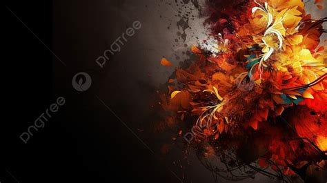 Art Wallpaper With Fire Burns On Dark Surface With Abstract Pattern