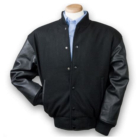 Burks Bay® Wool Leather Varsity Jacket 148503 Insulated Jackets