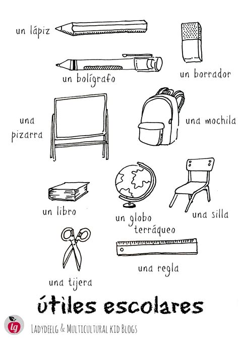 school supplies in spanish {free printables} ladydeelg school supplies in spanish learning
