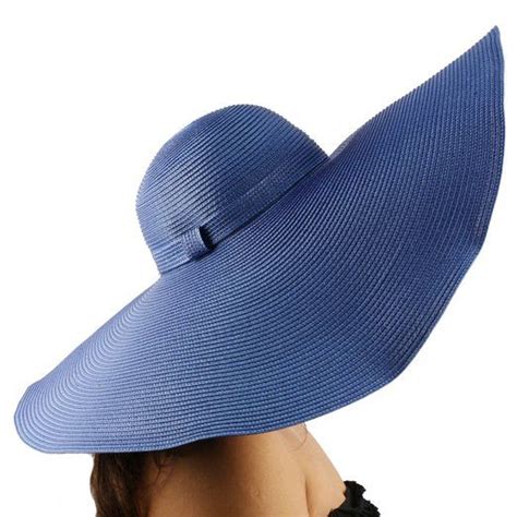 Summer Shapeable Wire Floppy Big Super Wide Brim 8 Brim Sun Hat Blue