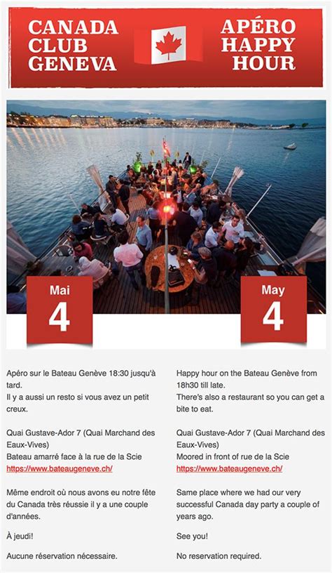 The time we all dream of is here: CANADA CLUB GENEVA APERO HAPPY HOUR, 4 May 2017