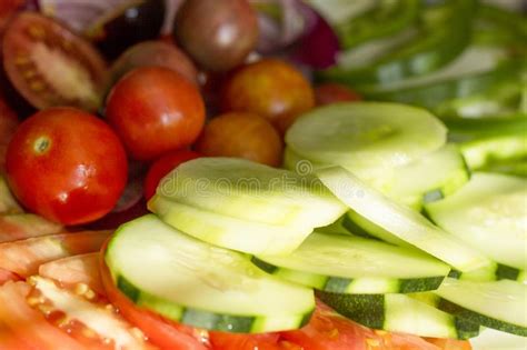 Vegetables Tomatoes Cucumbers Peppers Stock Image Image Of Salad