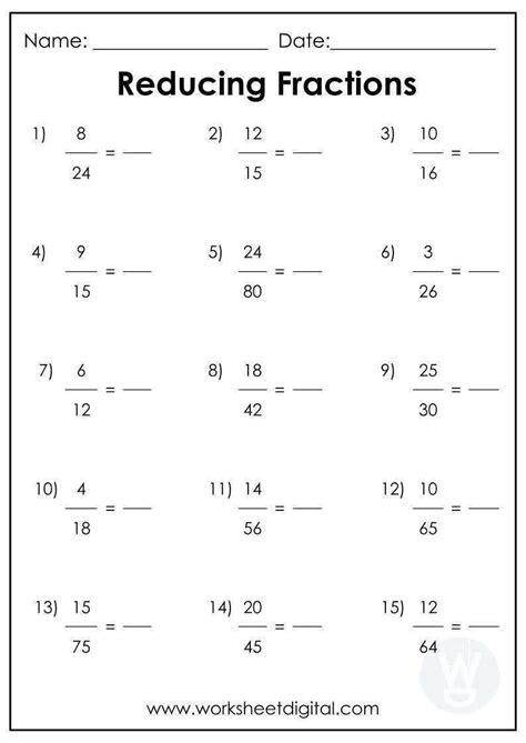 Simplify Fractions Worksheet Worksheets For Kindergarten